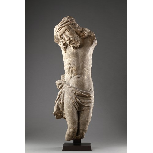 A Large and Finely Carved Stone Torso of Christ